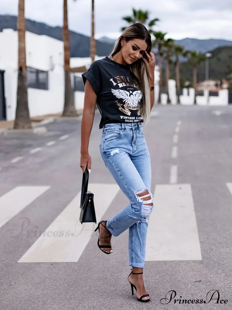 Elastic distressed leggings Jean - Image 2
