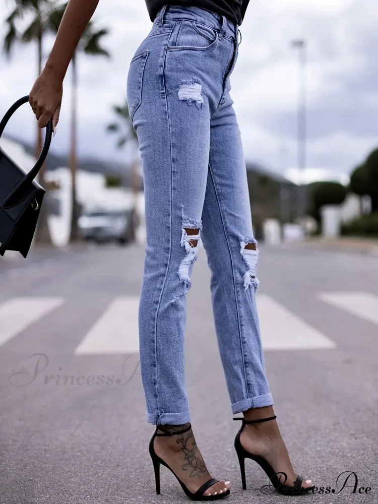 Elastic distressed leggings Jean - Image 5