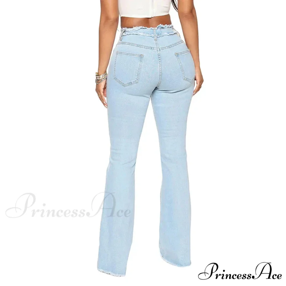2024 Stretch Women's Vintage Fashion High Waist Flare Women Slim Spliced Bell Bottom Streetwear Wash Denim Jean - Image 5