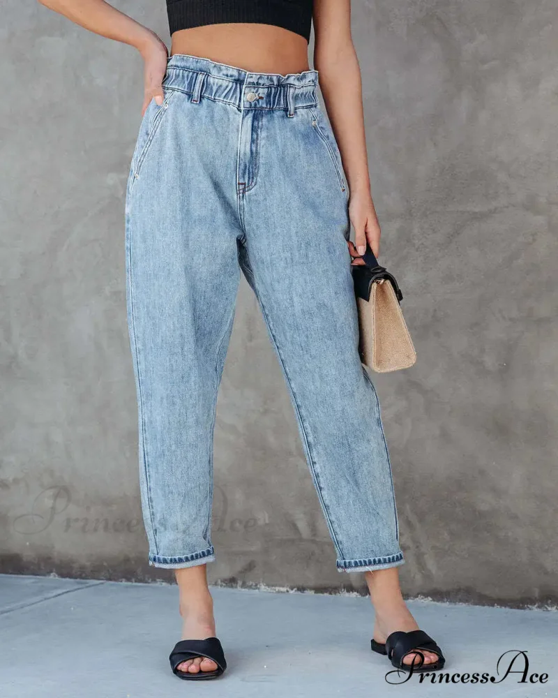 2024 Women New Women Fashion Streetwear Vintage Blue for Women High Waist Denim Harem Jean - Image 2