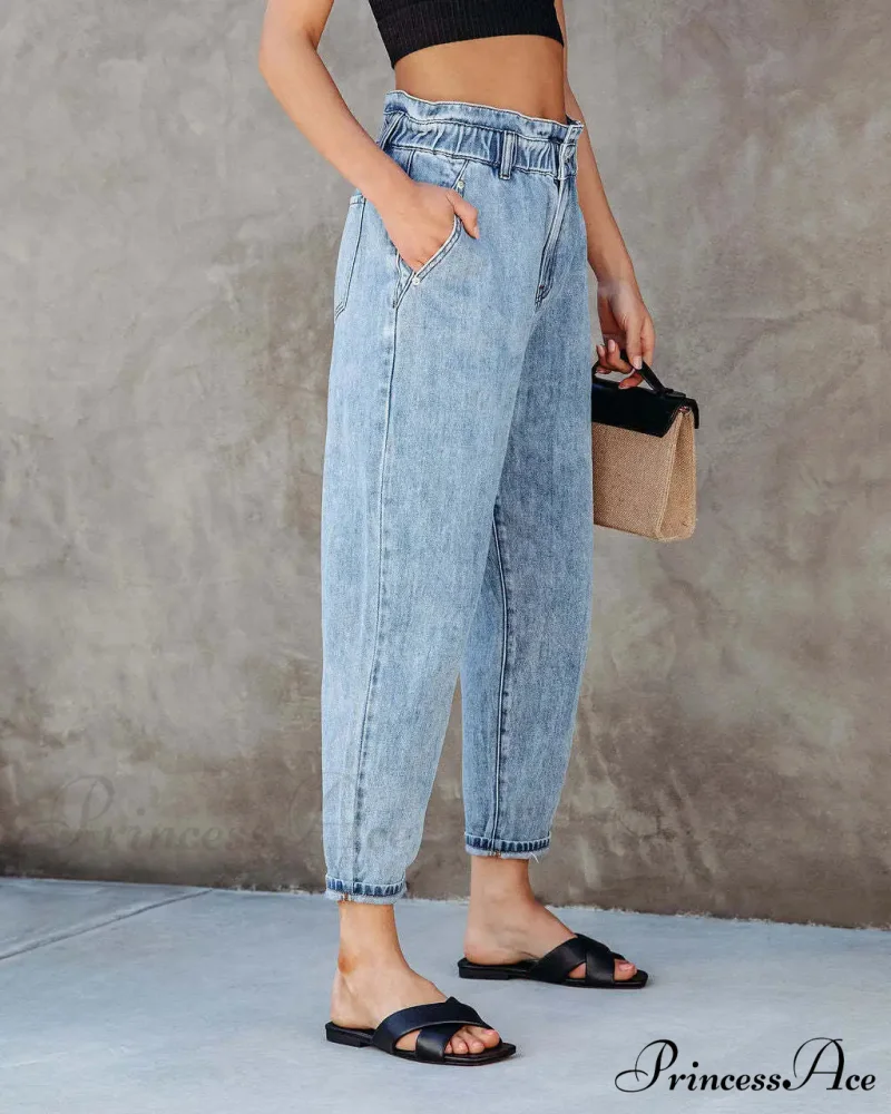 2024 Women New Women Fashion Streetwear Vintage Blue for Women High Waist Denim Harem Jean - Image 3