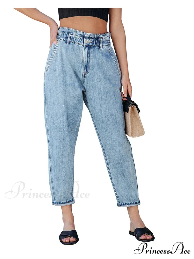 2024 Women New Women Fashion Streetwear Vintage Blue for Women High Waist Denim Harem Jean - Image 4