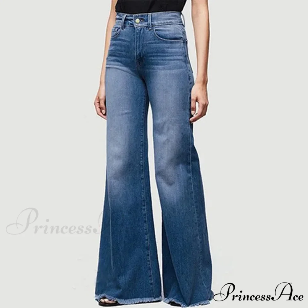 Flare Women High Waist Slim Vintage Fashion Streetwear Stretch Casual Full Length Loose Wide Leg Jean - Image 4