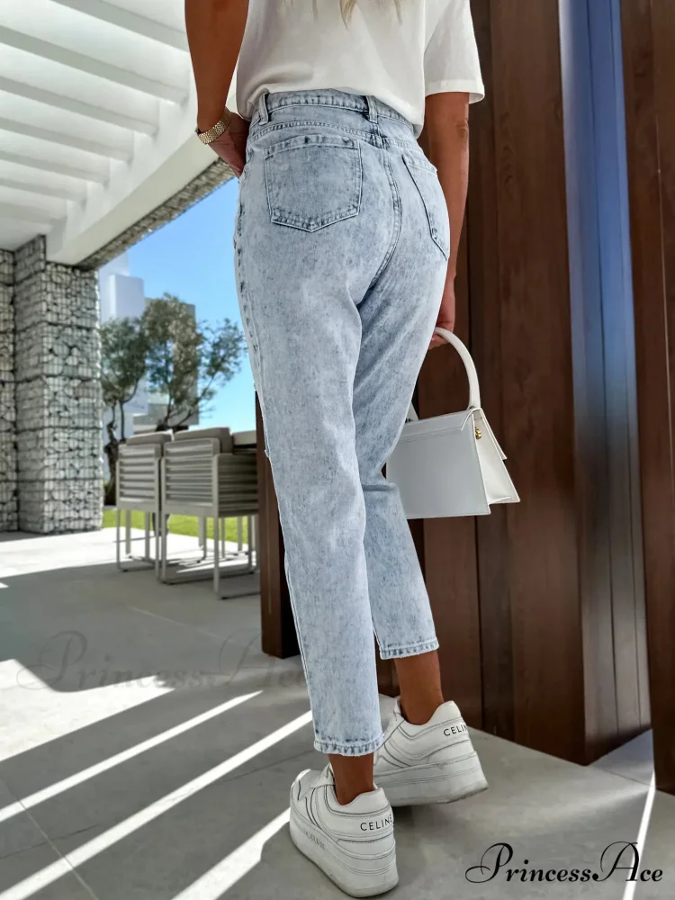 Casual Ripped Hole Women High Waist Fashion Denim 2024 Elegant Star Printed Streetwear Long Jean - Image 2