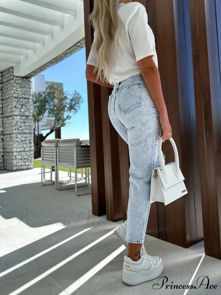 Casual Ripped Hole Women High Waist Fashion Denim 2024 Elegant Star Printed Streetwear Long Jean - Image 3