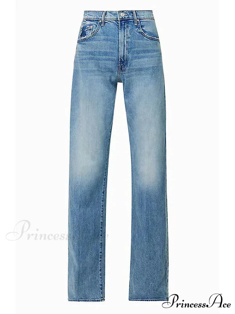 Brand M 2024 Loose Retro Denim High-waisted Slightly Flared Vintage 90s Korean Clothes Jean - Image 3