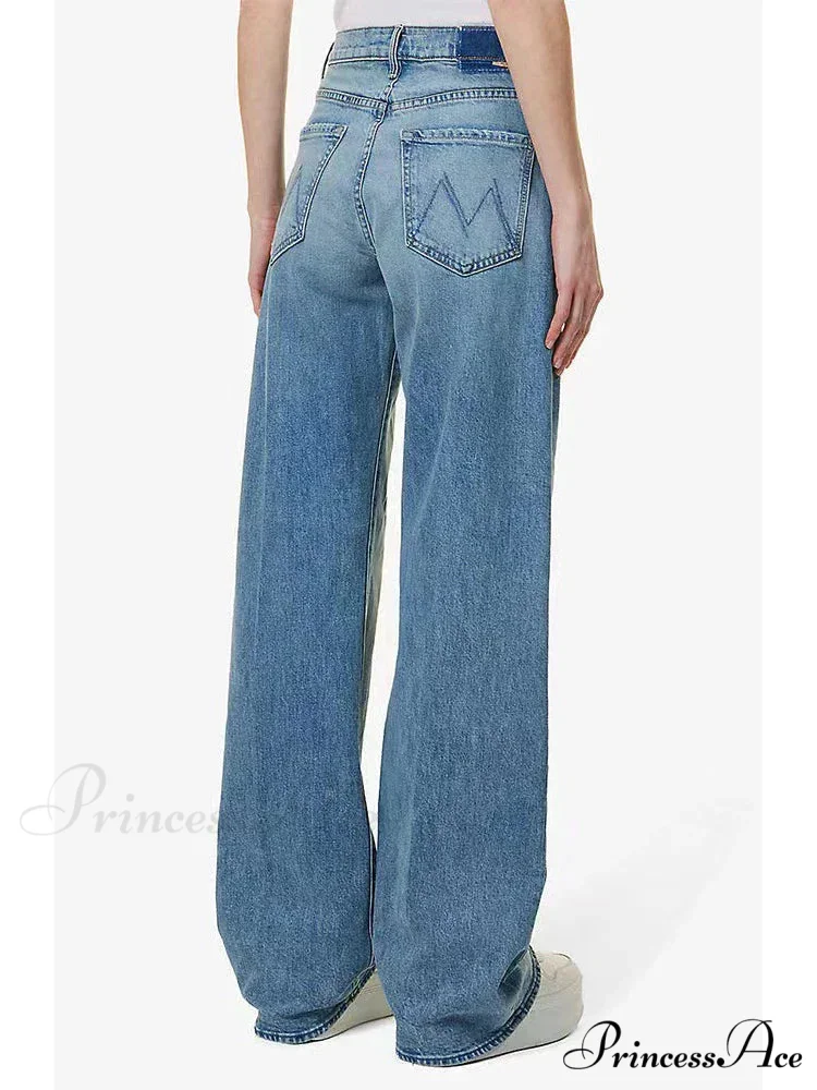Brand M 2024 Loose Retro Denim High-waisted Slightly Flared Vintage 90s Korean Clothes Jean - Image 4