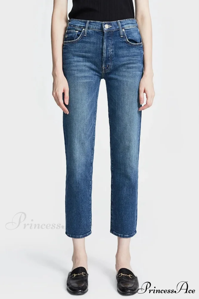 High Quality MO Zipper Women's Straight High Waist Fashion Female Ankle-length Denim 2024 Fall Winter Jean - Image 2