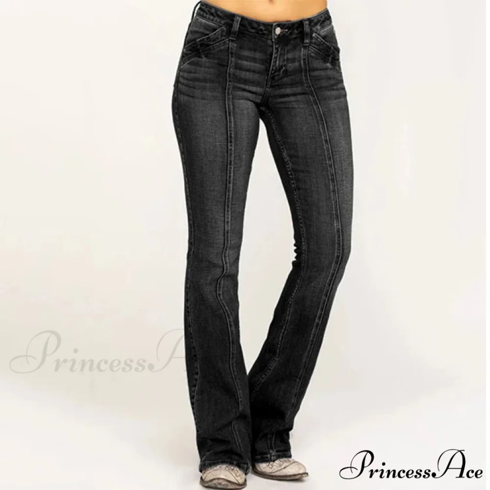 Stretch Casual Flare Women's High Waisted Butt-lifting 2024 Spring Summer for Woman Streetwear Raw Edge Flared Denim Jean - Image 3