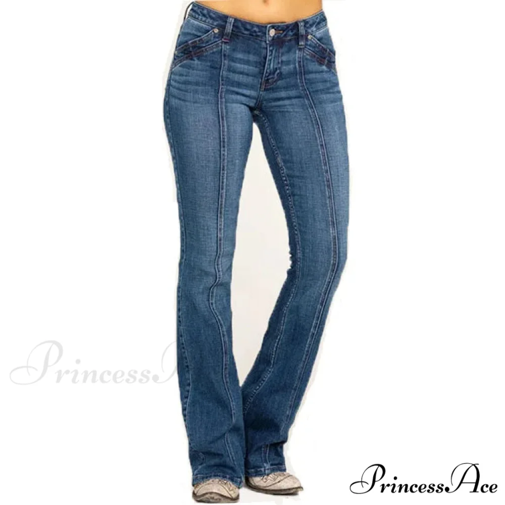 Stretch Casual Flare Women's High Waisted Butt-lifting 2024 Spring Summer for Woman Streetwear Raw Edge Flared Denim Jean - Image 4
