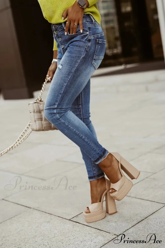 Blue Stretch Women's High Waist Ripped Casual Fashion Streetwear Denim Pant Women 2024 Trend Jean - Image 3
