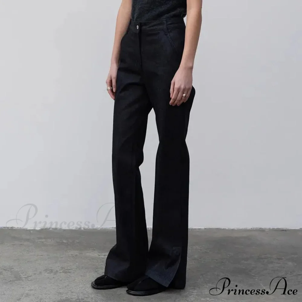 High Quality Women Spring and Autumn All-match Side Slit Straight High Waist Bootcut Jean - Image 4