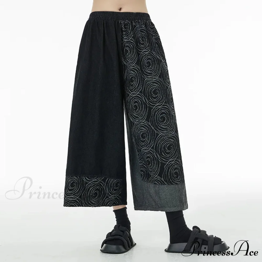 Women Patchwork Casual Denim High Elastic Waist Personality Fashion Loose Wide Leg Korea 2024 Spring Autumn New Jean - Image 2