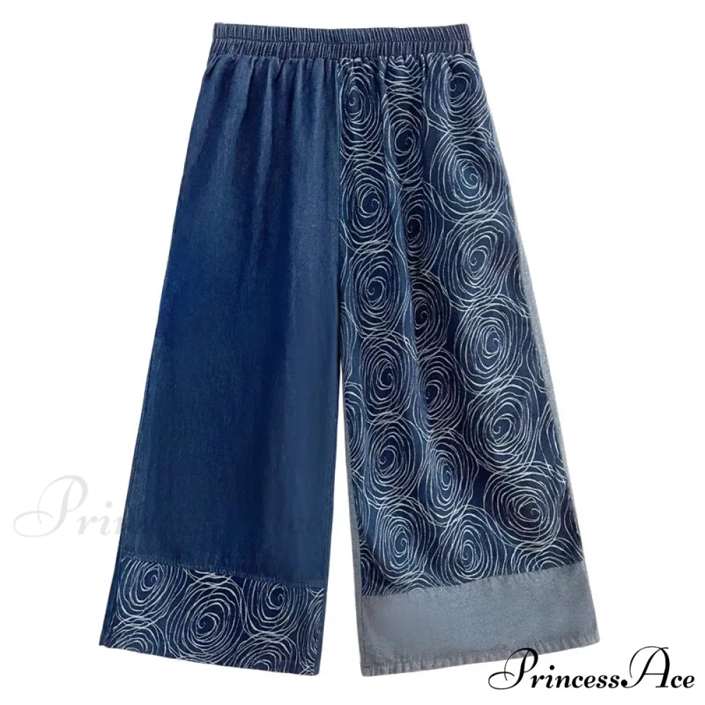 Women Patchwork Casual Denim High Elastic Waist Personality Fashion Loose Wide Leg Korea 2024 Spring Autumn New Jean - Image 5