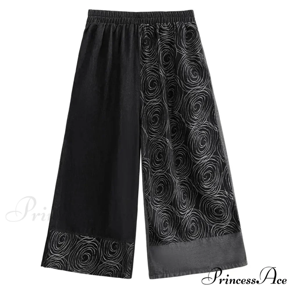Women Patchwork Casual Denim High Elastic Waist Personality Fashion Loose Wide Leg Korea 2024 Spring Autumn New Jean - Image 6