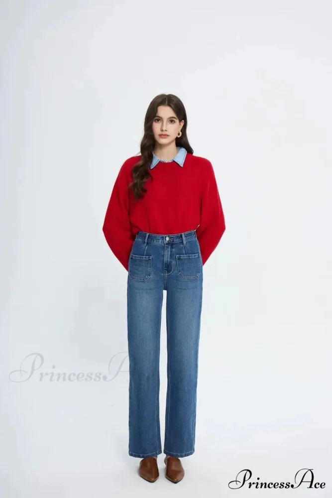Pockets Women Temperament High Waist Straight Denim Pant Females Vintage Simple Streetwear Washed Chic 2024 New Jean - Image 5