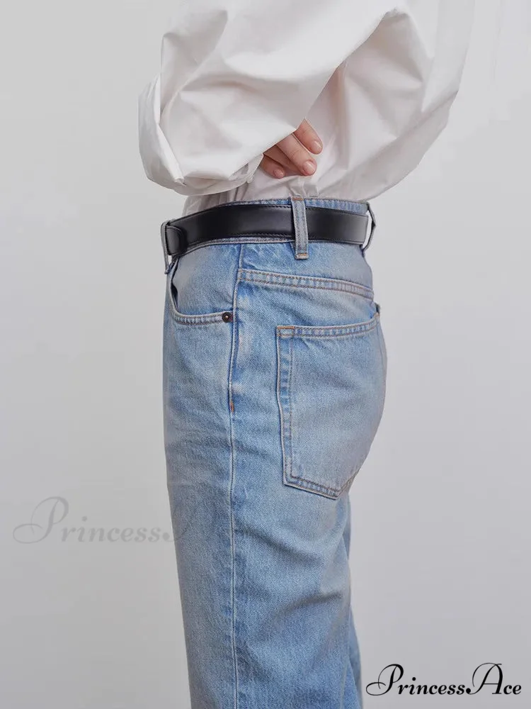 High Quality Women High-waisted All-match Light-colored Mopping Loose Straight-leg Spring and Summer New Jean - Image 3