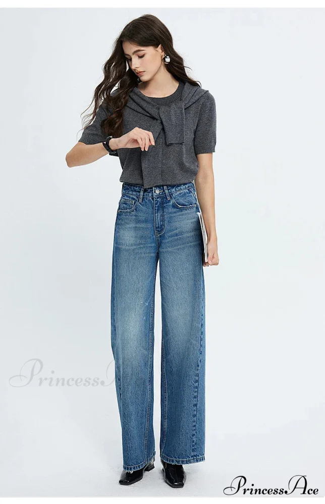 2024 Spring New High-waisted Loose Slimming Wide-leg Denim Versatile Floor-length Jean - Image 3