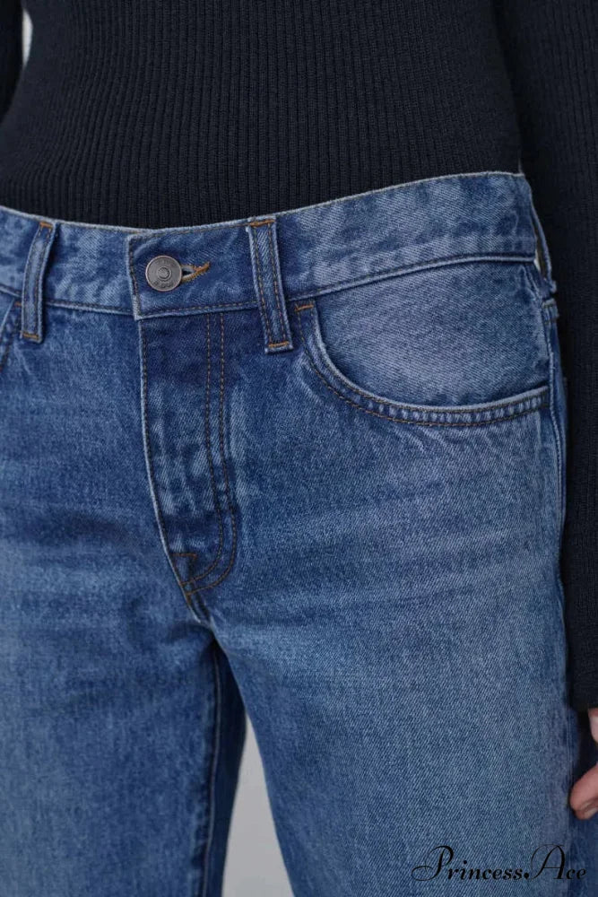 High Quality Fashion Retro Lady Straight-leg Spring and Autumn Simple Casual High Waist Denim Jean - Image 3