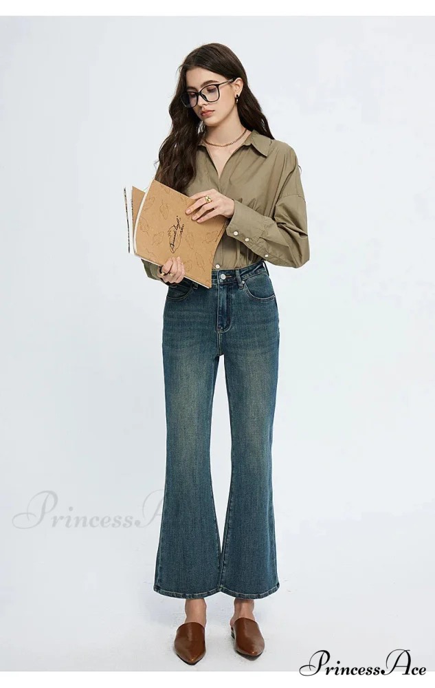 High Waisted Flare Skinny Strench Vintage Streetwear Denim 2024 Korean Fashion New Jean - Image 3