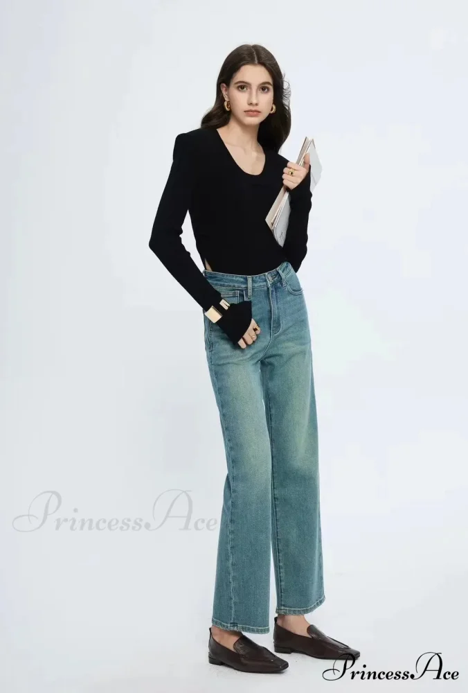 Straight Leg Denim Pant New Korean Straight Woman Female Spring 2024 Jean - Image 2