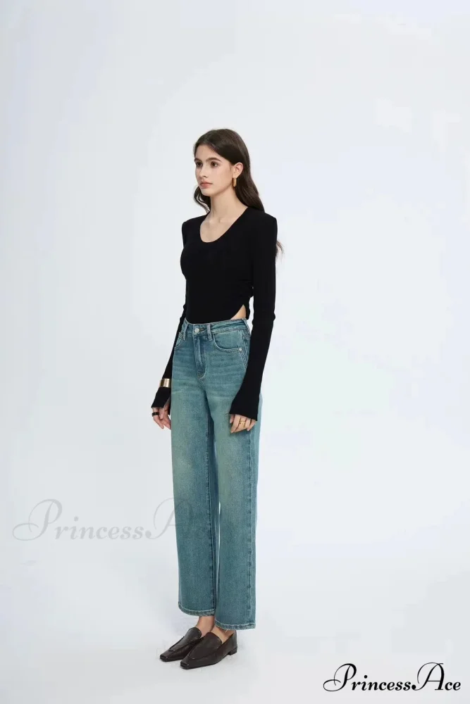 Straight Leg Denim Pant New Korean Straight Woman Female Spring 2024 Jean - Image 3