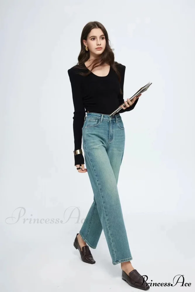 Straight Leg Denim Pant New Korean Straight Woman Female Spring 2024 Jean - Image 4