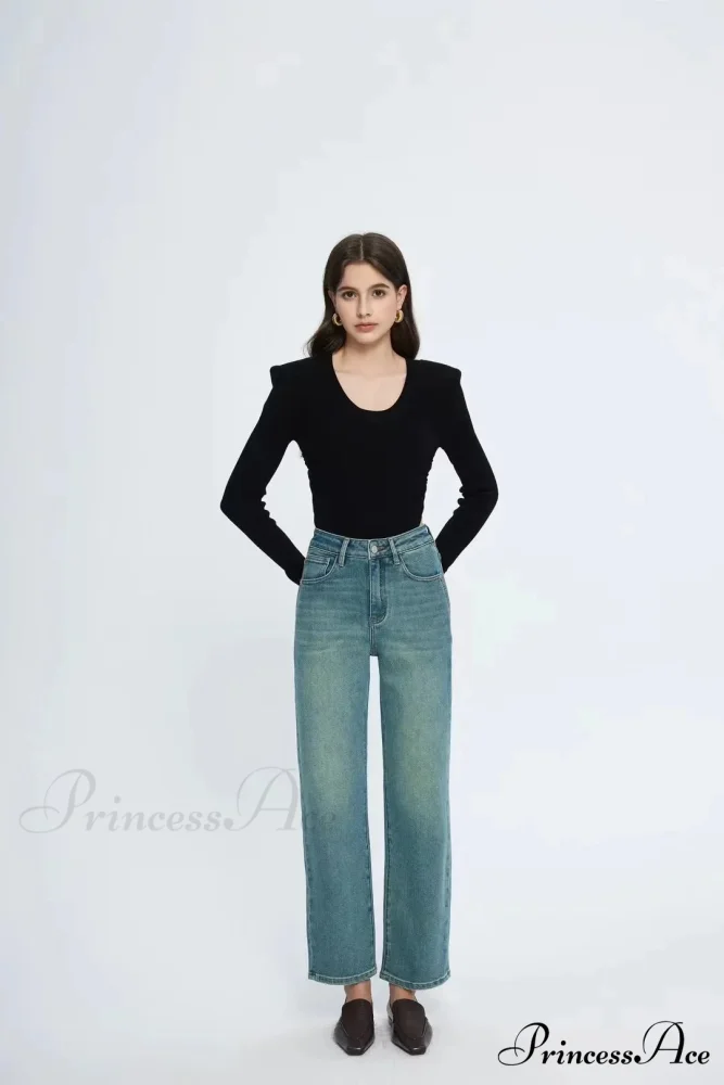 Straight Leg Denim Pant New Korean Straight Woman Female Spring 2024 Jean - Image 5
