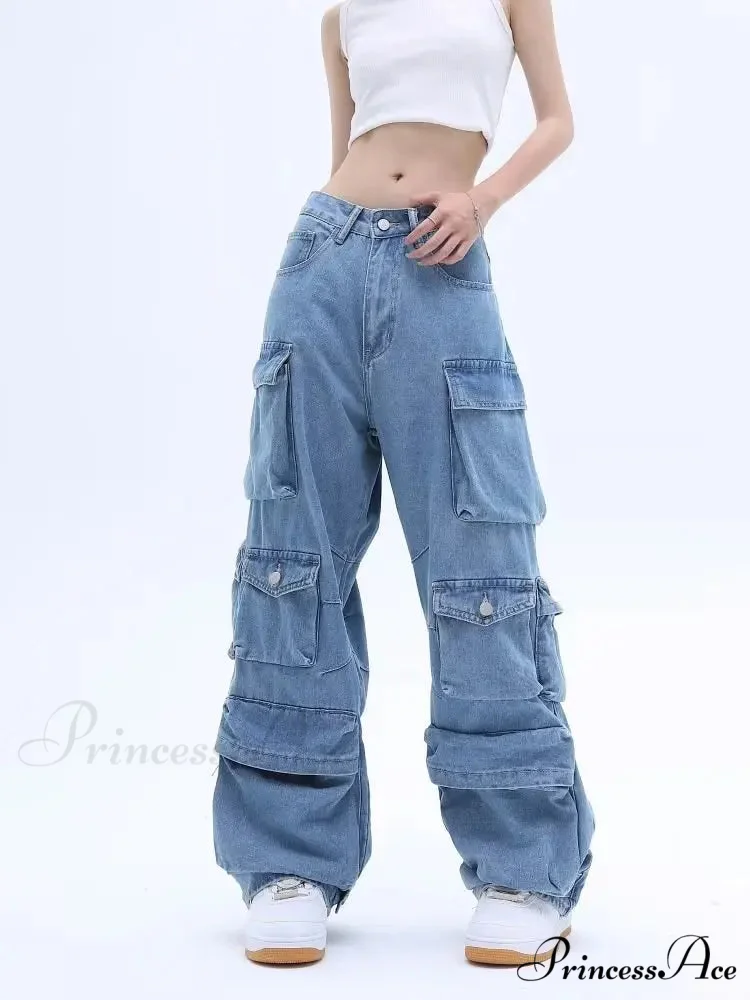 Multi-Pocket Washed Cargo New Heavy Industry Y2K Vintage Streetwear Loose Oversized Straight-Leg Jean - Image 2
