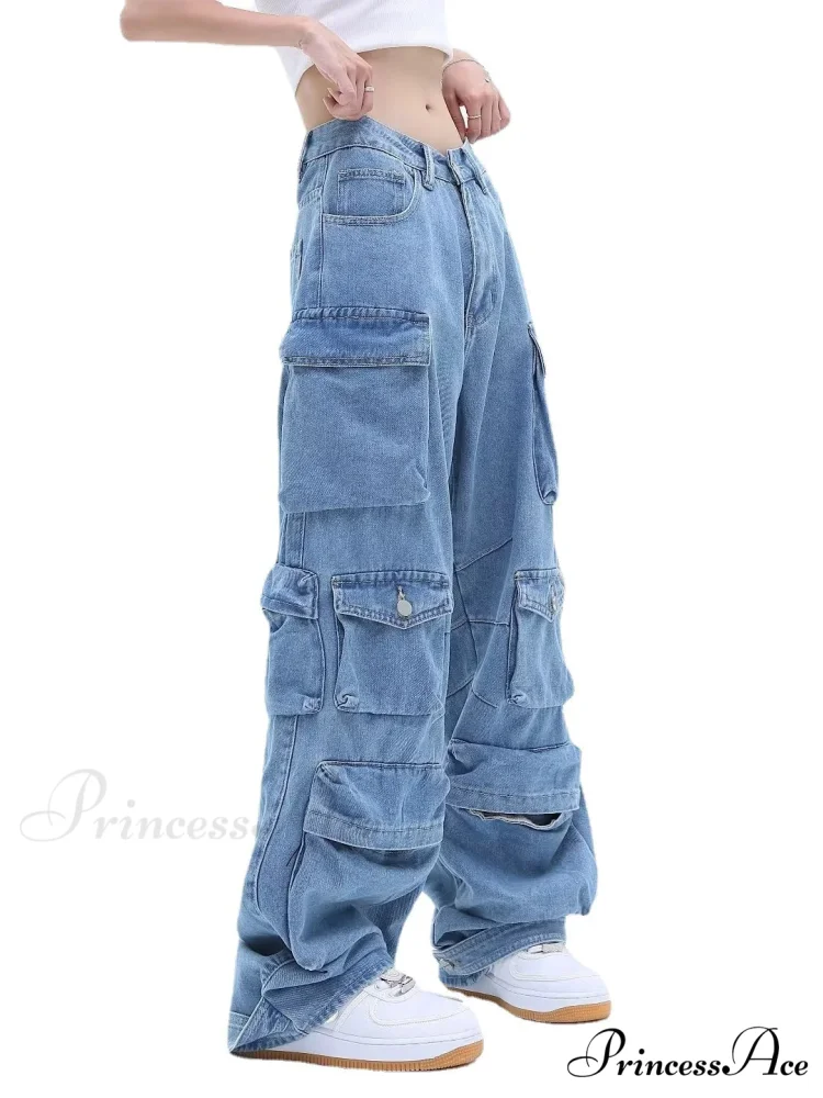 Multi-Pocket Washed Cargo New Heavy Industry Y2K Vintage Streetwear Loose Oversized Straight-Leg Jean - Image 3