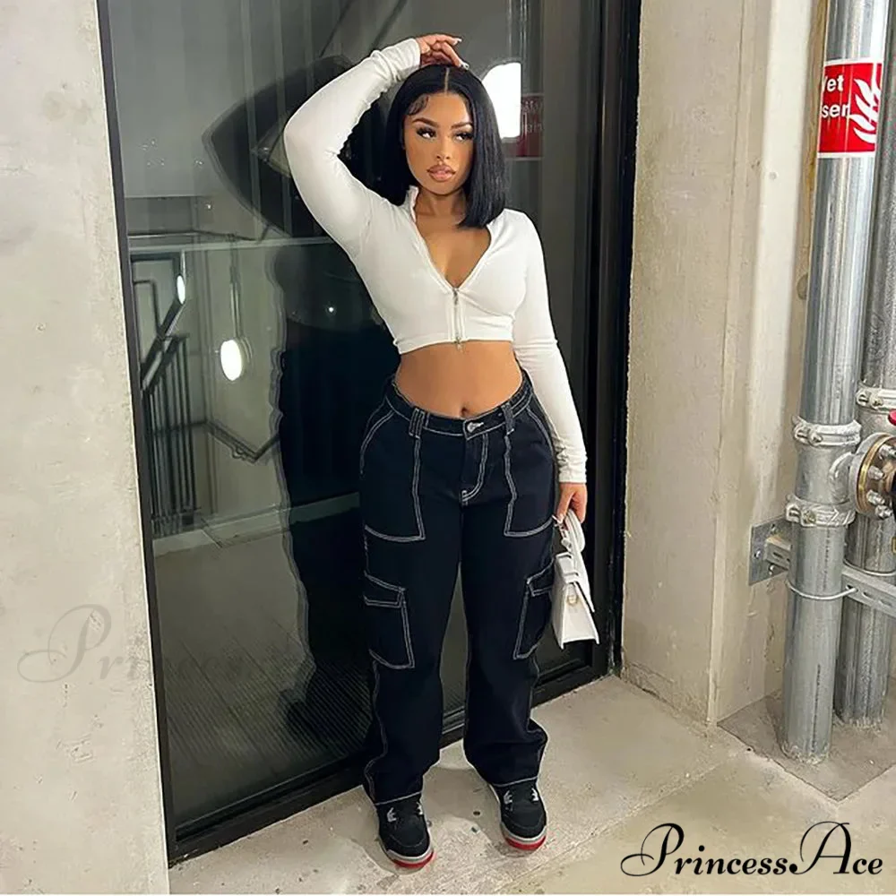 2024 High Waist Elastic Loose Black Comfortable For Casual Fashion Female Baggy Denim Jean - Image 2