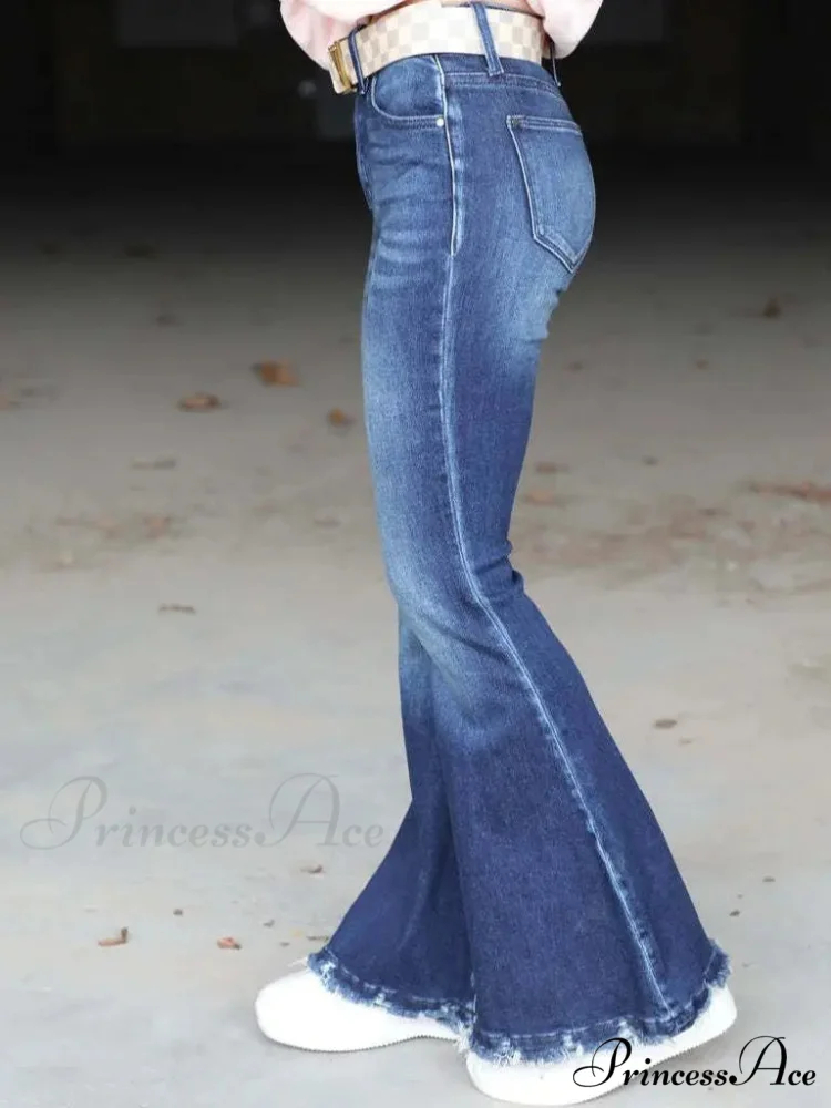 High Waist Flare Women's Pocket Casual Boot-cut Trouser Straight Slim-fit Flared Jean - Image 4