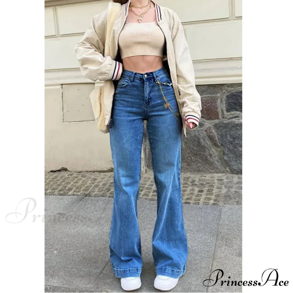 Casual Women's Flare High Waisted for Woman Streetwear Flared Denim 2024 Spring Summer Jean - Image 3