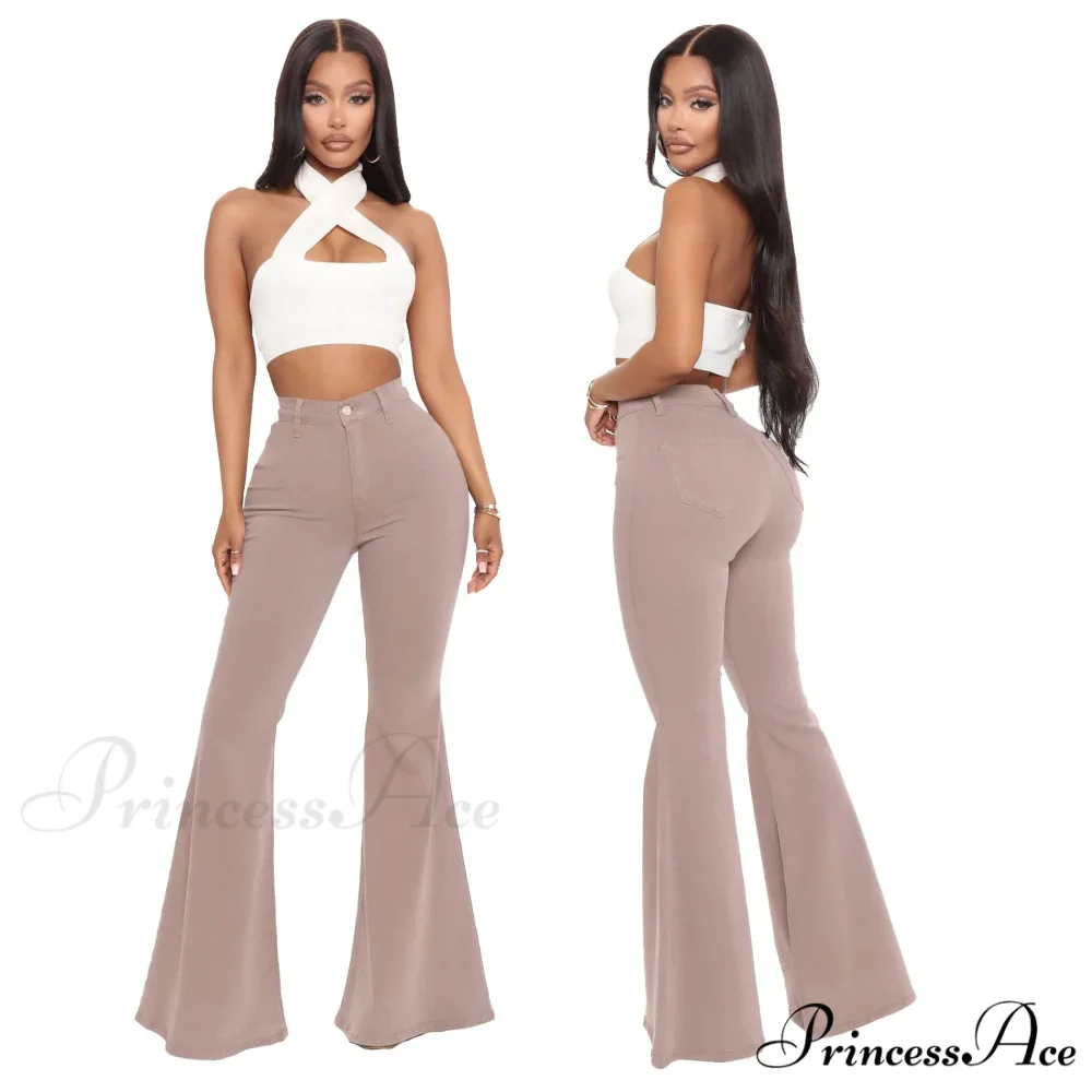 Stretch Slim Flare for Women Pink Bell Bottom 2024 High Waist Skinny Boot-cut Denim Woman Jean - Image 10