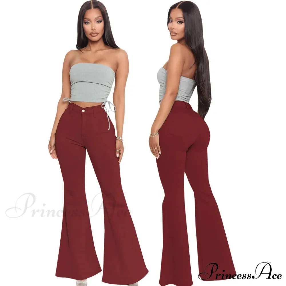 Stretch Slim Flare for Women Pink Bell Bottom 2024 High Waist Skinny Boot-cut Denim Woman Jean - Image 13