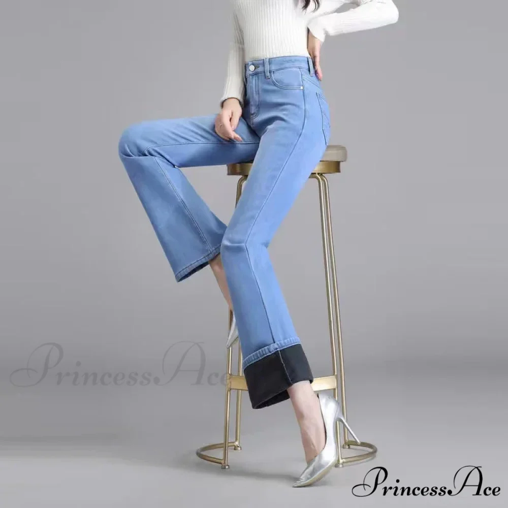 Elastic High Waist Woman Flare 2024 New Korean Fashion Clothing Pockets Slim Denim Solid Casual Flare Jean - Image 3