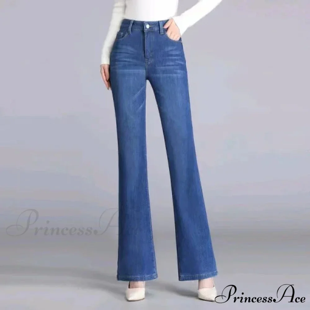 Elastic High Waist Woman Flare 2024 New Korean Fashion Clothing Pockets Slim Denim Solid Casual Flare Jean - Image 4
