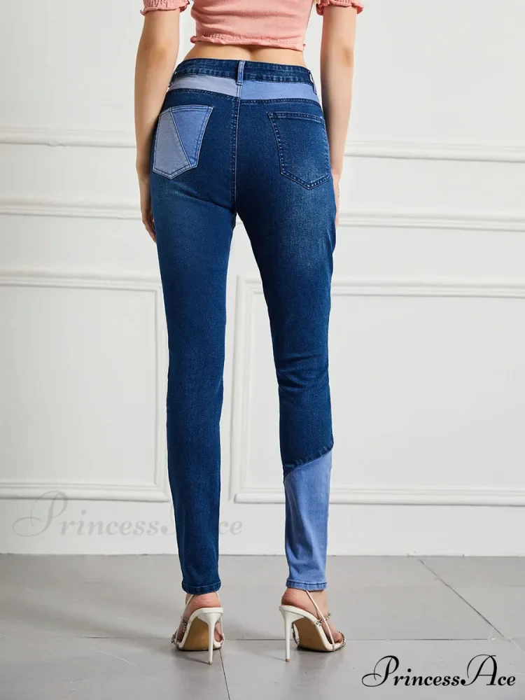 Stretch Patchwork Slim Fashion Vintage Streetwear Denim Jean - Image 2