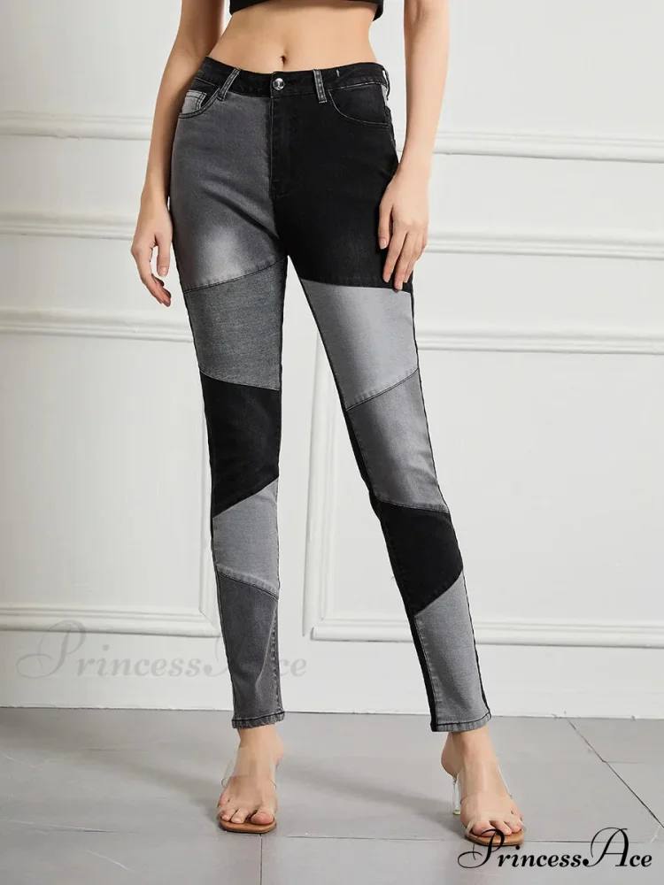 Stretch Patchwork Slim Fashion Vintage Streetwear Denim Jean - Image 4