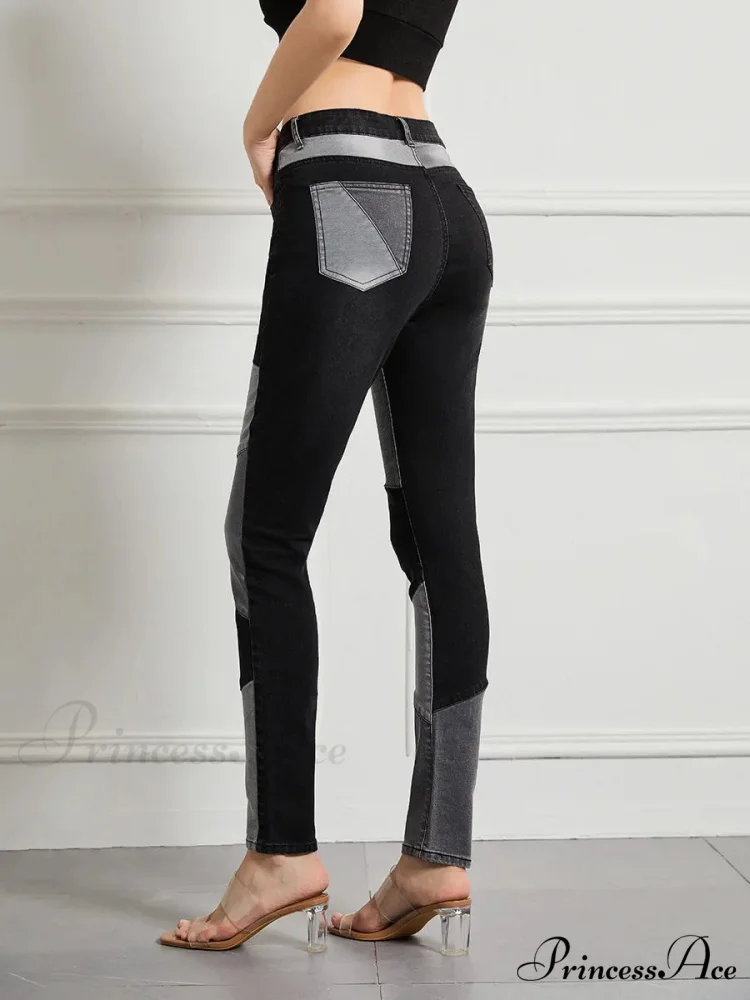 Stretch Patchwork Slim Fashion Vintage Streetwear Denim Jean - Image 5