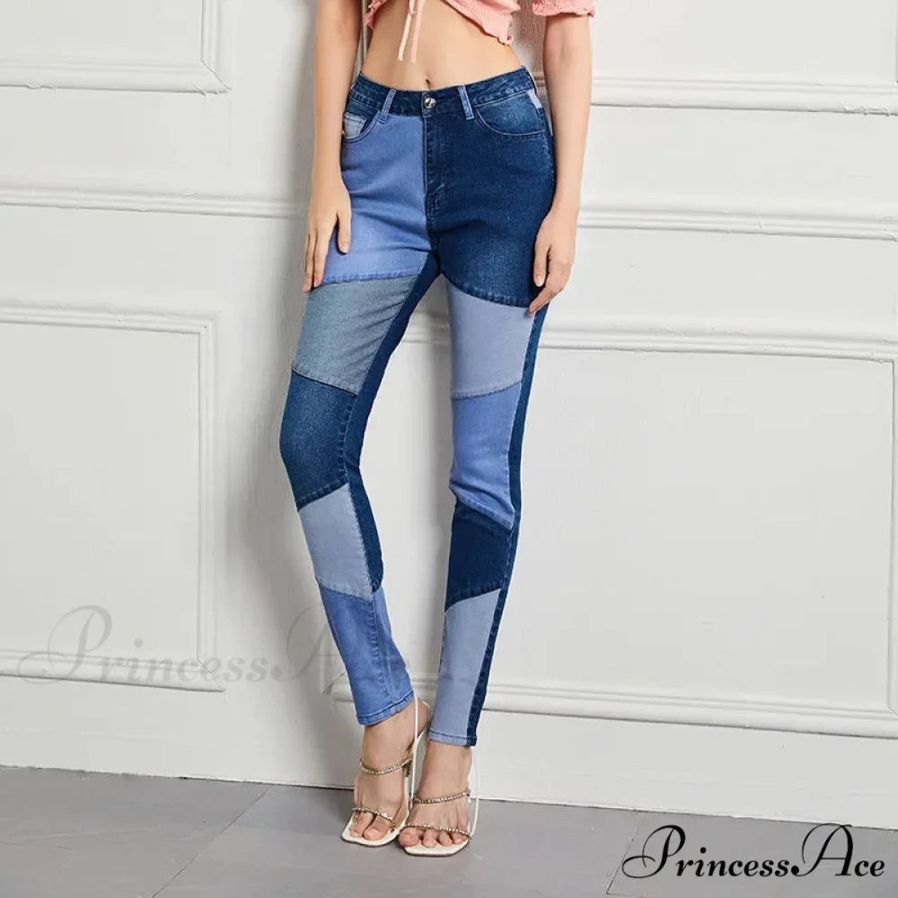 Stretch Patchwork Slim Fashion Vintage Streetwear Denim Jean - Image 7