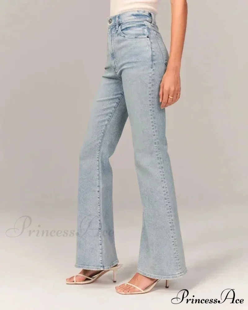 Flare Vintage Ladies Fashion Stretch Pocket Plus Size Wide Denim Jean - Image 4