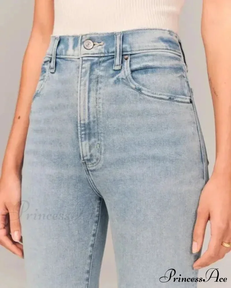 Flare Vintage Ladies Fashion Stretch Pocket Plus Size Wide Denim Jean - Image 5