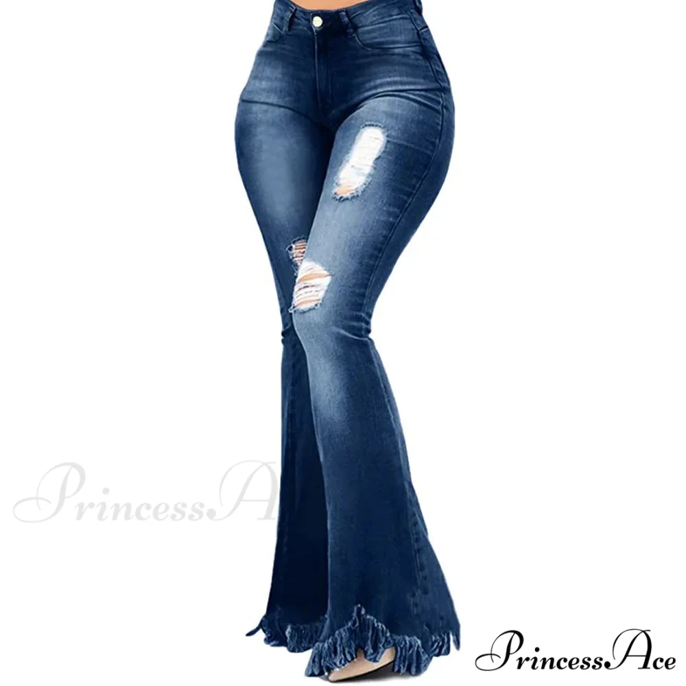 Tassel Ripped Skinny Full Length Vintage Denim Jean - Image 2