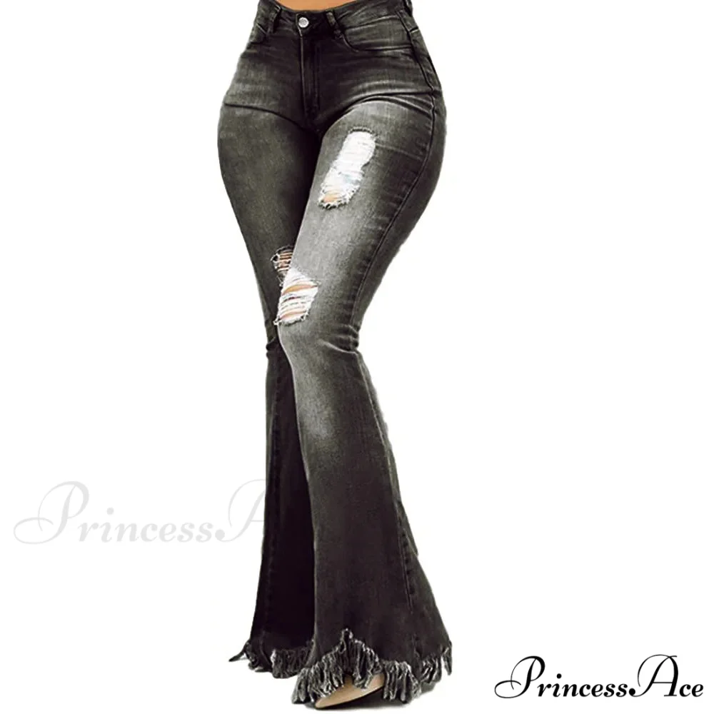 Tassel Ripped Skinny Full Length Vintage Denim Jean - Image 3