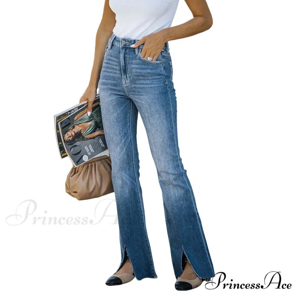 High Elastic Flare Casual Slim Vintage Washed Denim Jean - Image 5