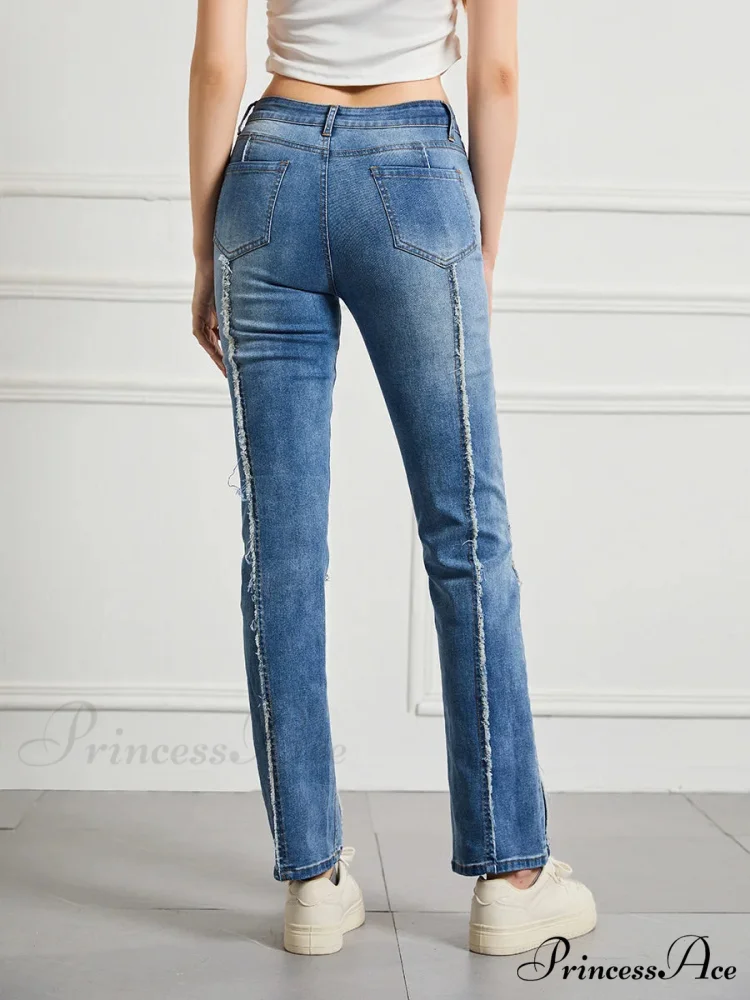 Stretch Flare Fashion Slim Splice Bottom Streetwear Denim Jean - Image 2