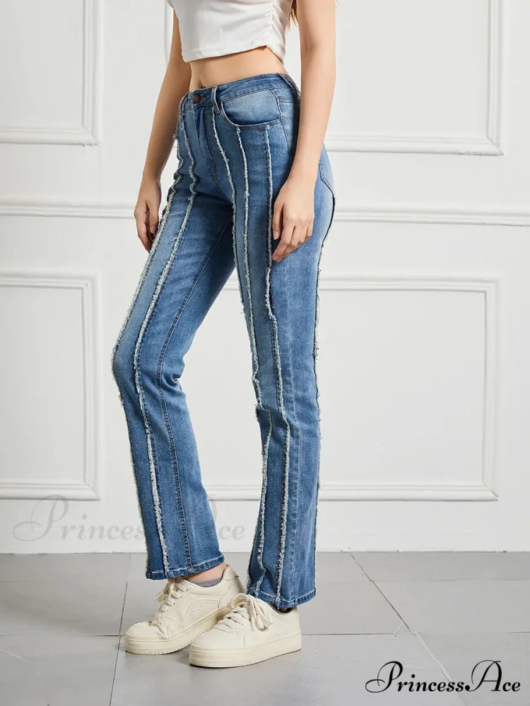 Stretch Flare Fashion Slim Splice Bottom Streetwear Denim Jean - Image 3