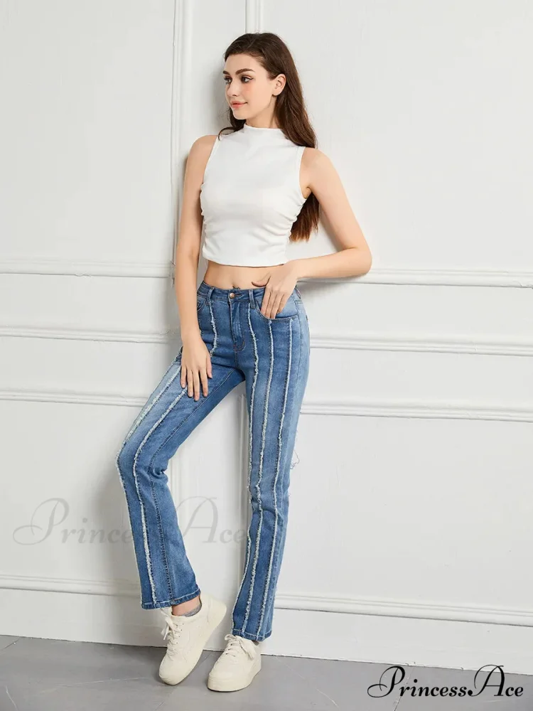 Stretch Flare Fashion Slim Splice Bottom Streetwear Denim Jean - Image 5