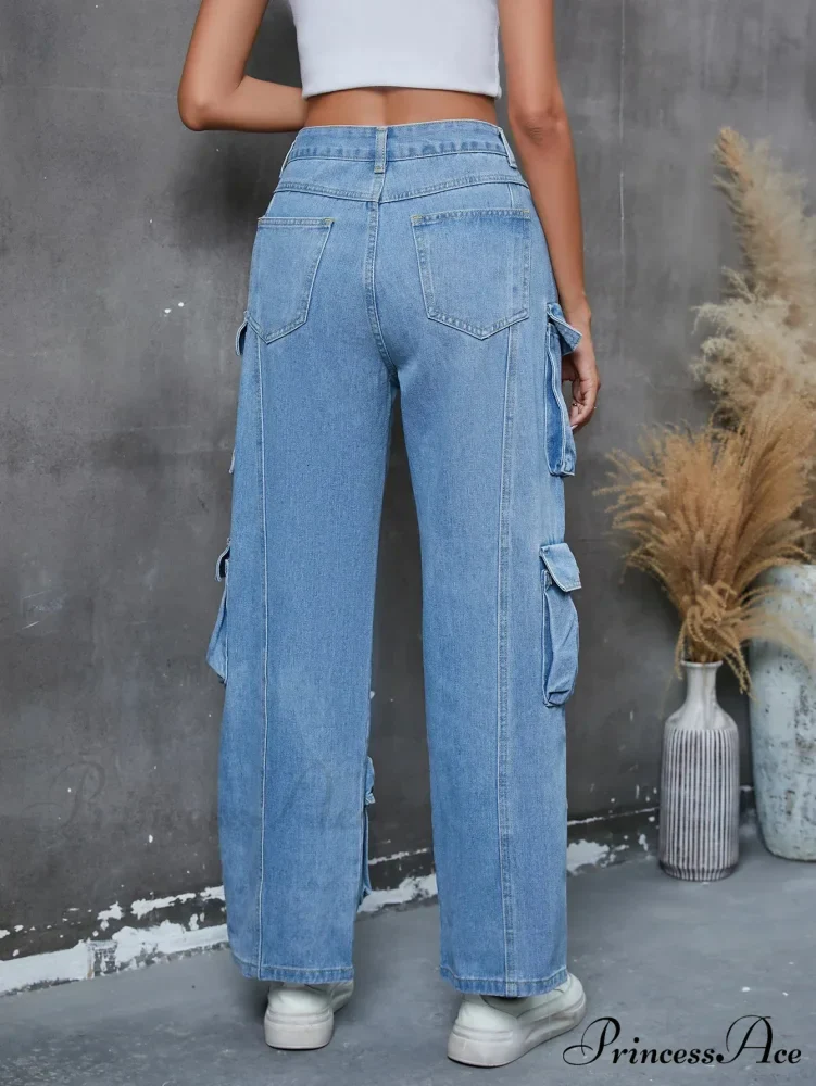 Vintage Loose Casual Middle Waist Hip Hop Straight Baggy Denim Jean - Image 2